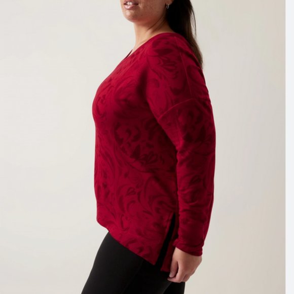 Atheleta Red Coaster Luxe V-Neck Sweatshirt Brand New Size Small - Picture 11 of 11